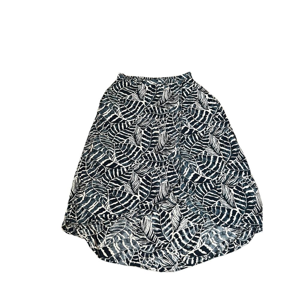H&M womens wrap front leaves prints skirt high low white navy blue sz xs - Picture 7 of 16